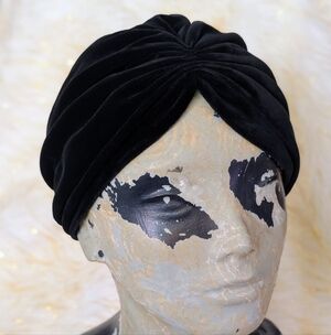 Vintage Black Velvet Twist Turban Headband Hat From Marida Of London